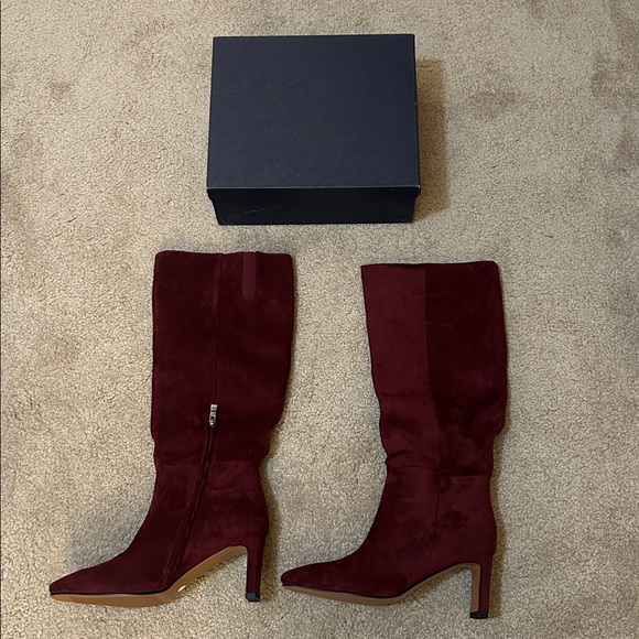 Tall Faux Suede Burgundy Boots. NWT in Box - Picture 4 of 15